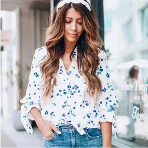 Anthropologie Maeve Novelty Print Blouse Top Fruit Blueberry Sz 4 Small